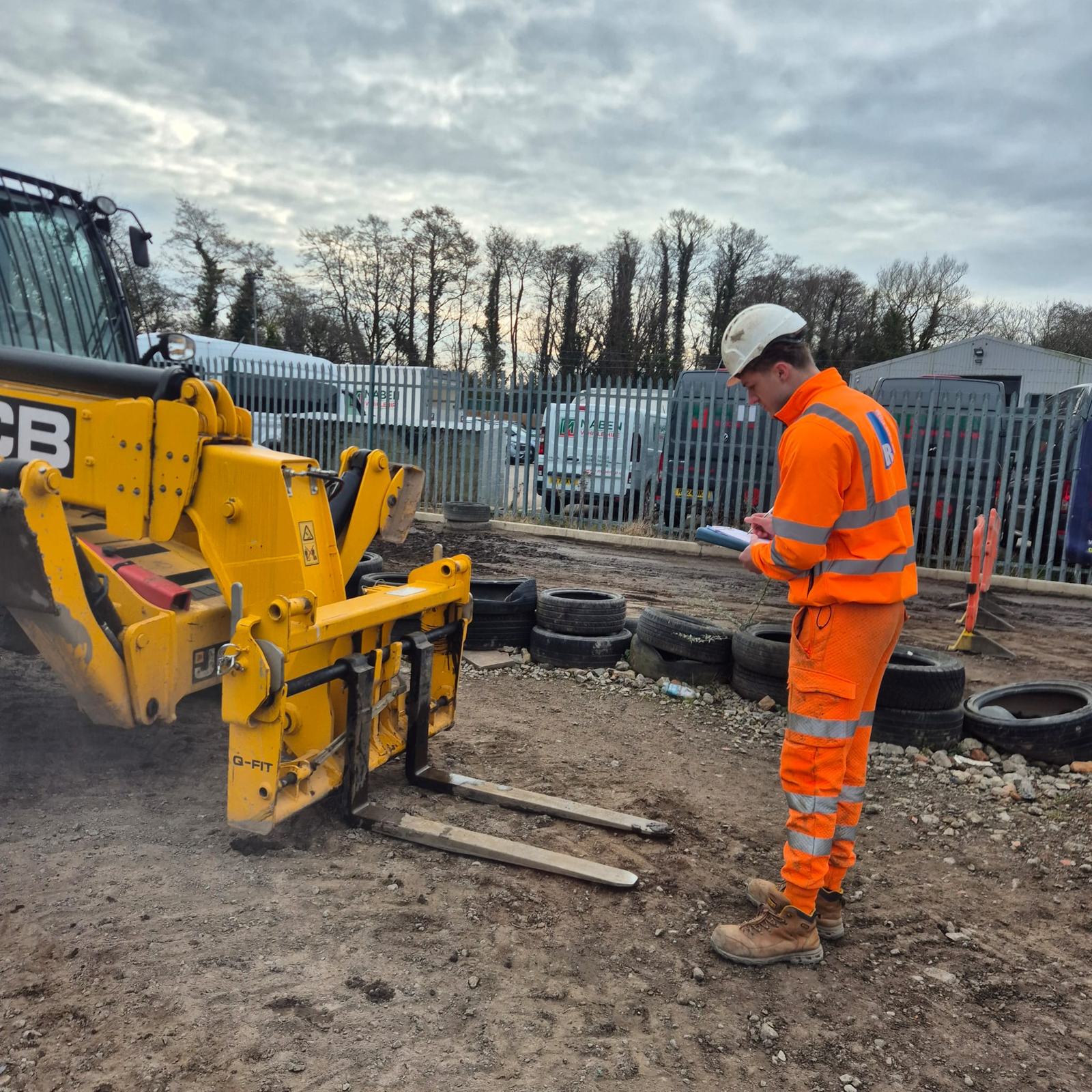 Trainee carrying out a pre-use inspection